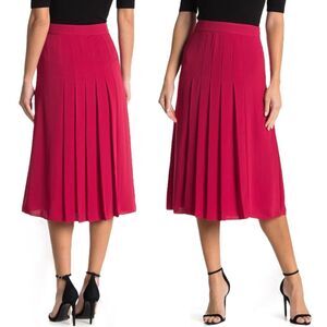 NWT Reiss Cleona Box Pleat Midi Skirt Magenta Red Pleated Women’s Size 6 NEW